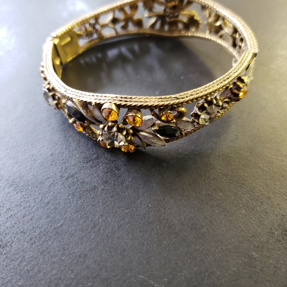 Vintage Florenza multistone hinged bracelet